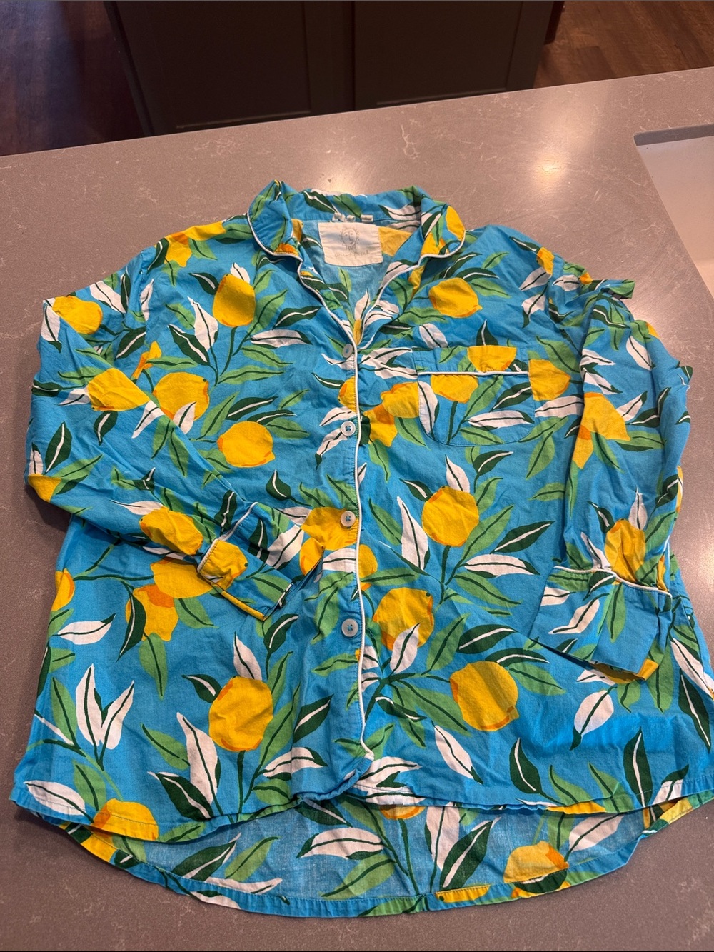 Printfresh Blue & Yellow Lemon-Print Pajama Top
